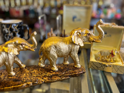 Luxury Gold Elephant Family Statue | Feng Shui Elephant Decor | Modern Resin Elephant Figurines | Lucky Home Decor Gift | Living Room Shelf