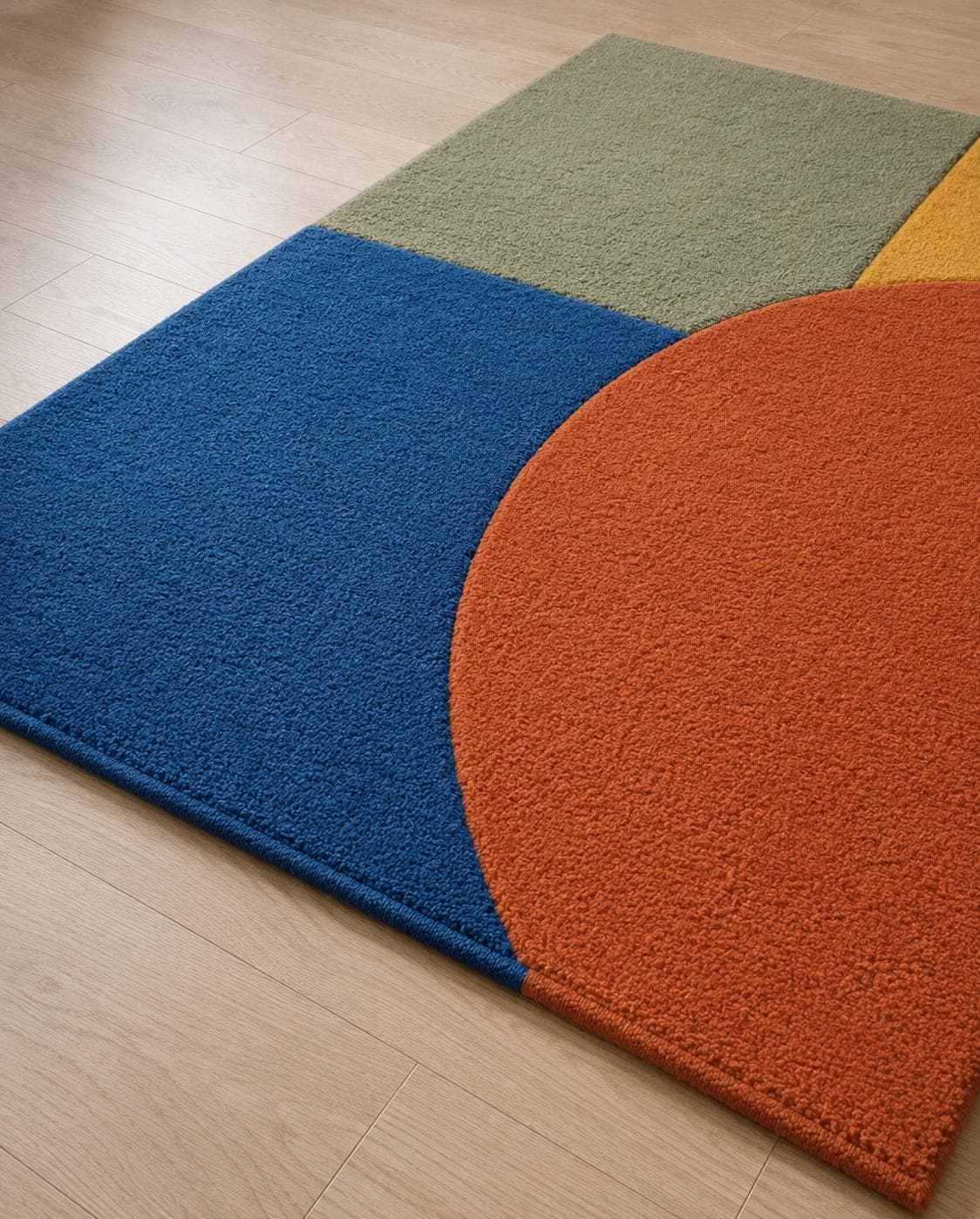 Hand Tufted Wool Rug | Modern Geometric Area Rug | Scandinavian Nordic Rug | Color Block Living Room Rug | Contemporary Handmade Wool Carpet