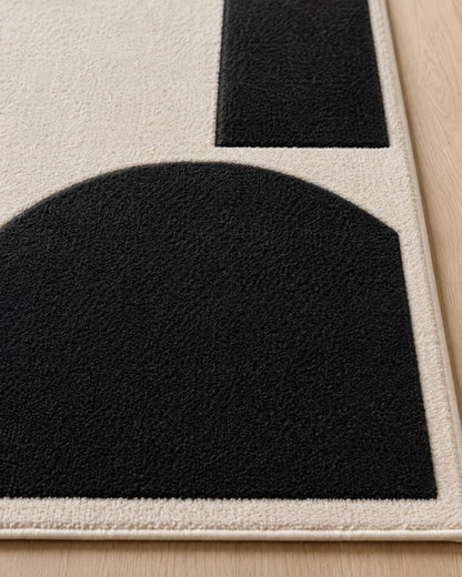 Black White Geometric Rug | Modern Area Rug | Hand Tufted Wool Rug | Scandinavian Nordic Rug | Living Room Bedroom Decor | custom size rug