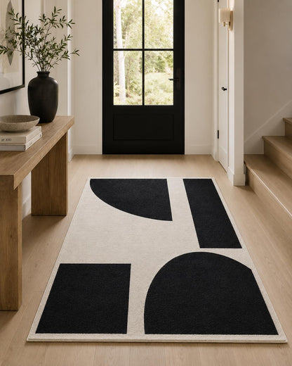 Black White Geometric Rug | Modern Area Rug | Hand Tufted Wool Rug | Scandinavian Nordic Rug | Living Room Bedroom Decor | custom size rug
