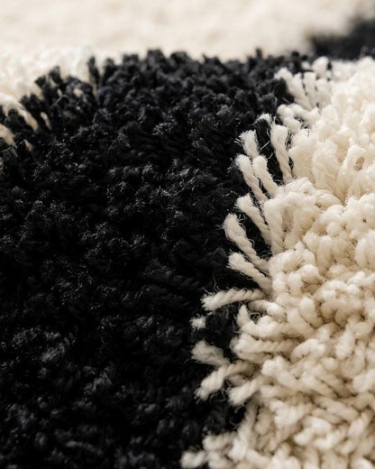 Lxuury Hand Tufted Black and White Abstract Rug | Organic Modern Wool Area Rug | Custom Size Tufted Rug for Living Room
