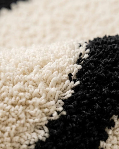 Lxuury Hand Tufted Black and White Abstract Rug | Organic Modern Wool Area Rug | Custom Size Tufted Rug for Living Room