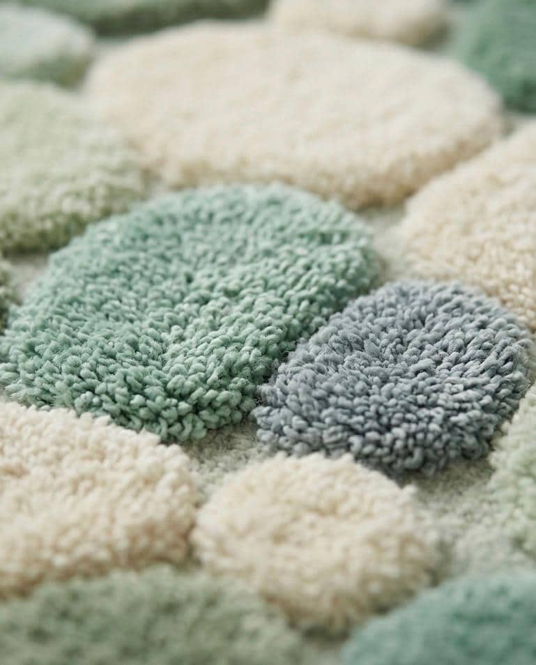 Luxury Pebble Area Rug | Handmade Hand Tufted Wool Rug | Sage Green Modern Stone Rug | Soft Plush Living Room Carpet | Custom Size Rug