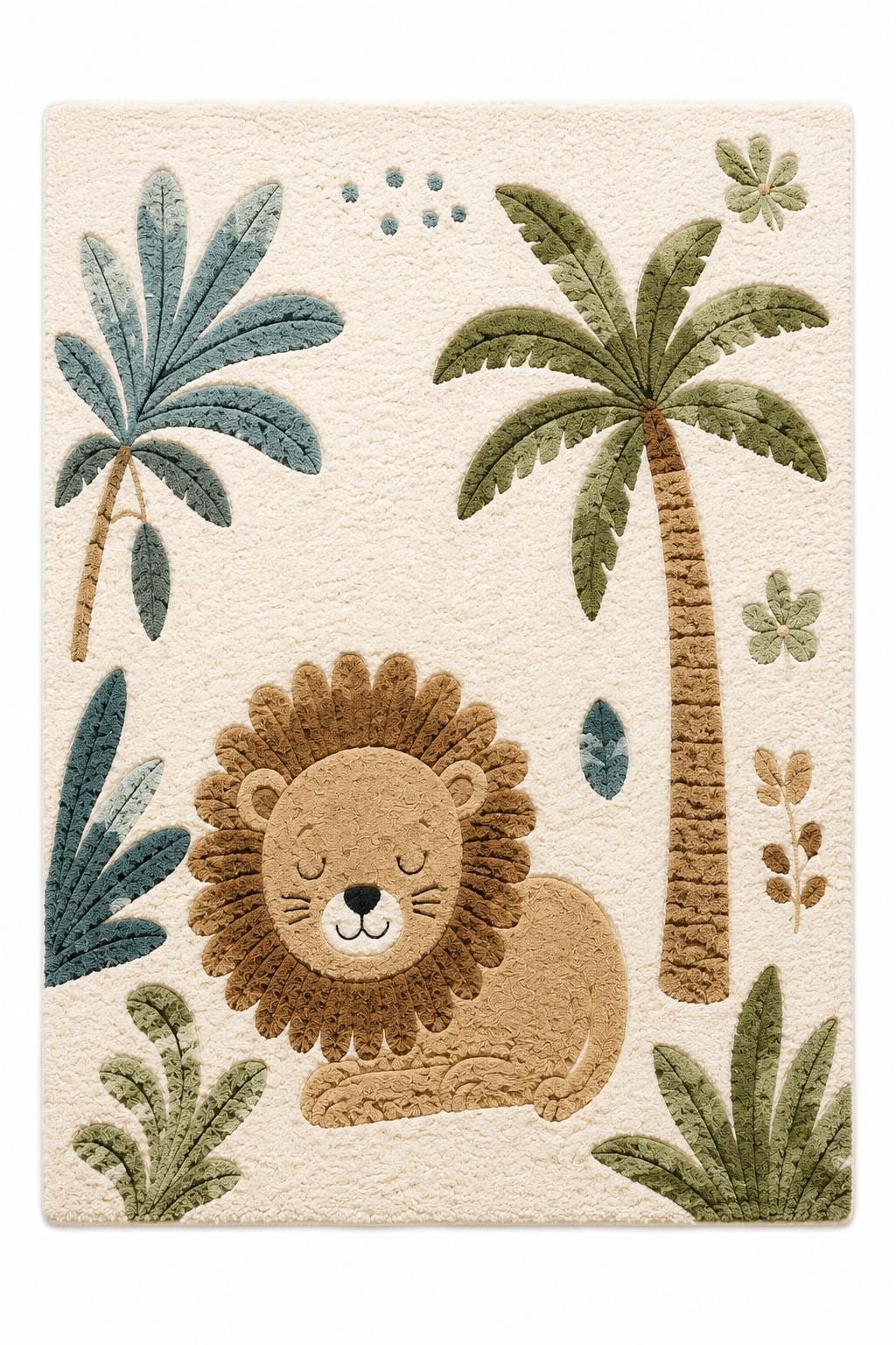 Hand Tufted New Zealand Wool Lion Kids Rug | Safari Nursery Rug | Jungle Play Mat | Neutral Boho Nursery Decor | Luxury Handmade Animal rug