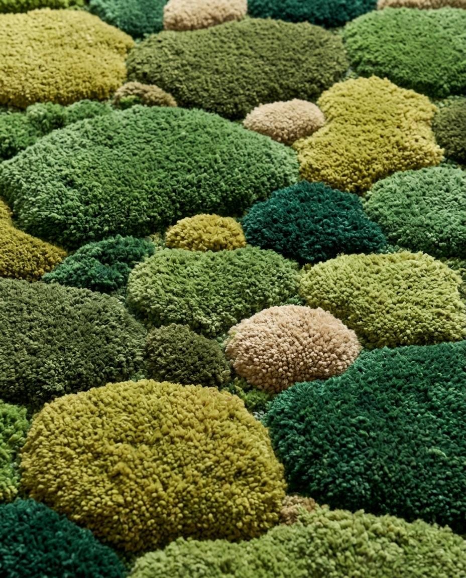Hand tufted Moss Rug, Forest Floor Rug,  Nature Inspired Green Area Rug, Biophilic Home Decor, Goblincore Bedroom Accent
