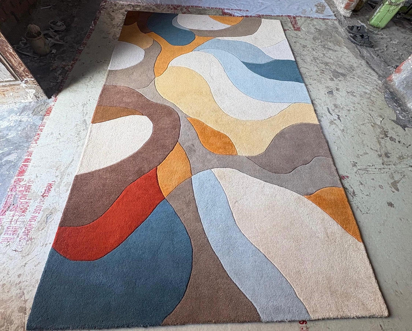 Hand Tufted Abstract Wool Rug | Modern Earth Tone Area Rug | Luxury Living Room Carpet | Scandinavian Style Rug | Custom Size Rug US UK
