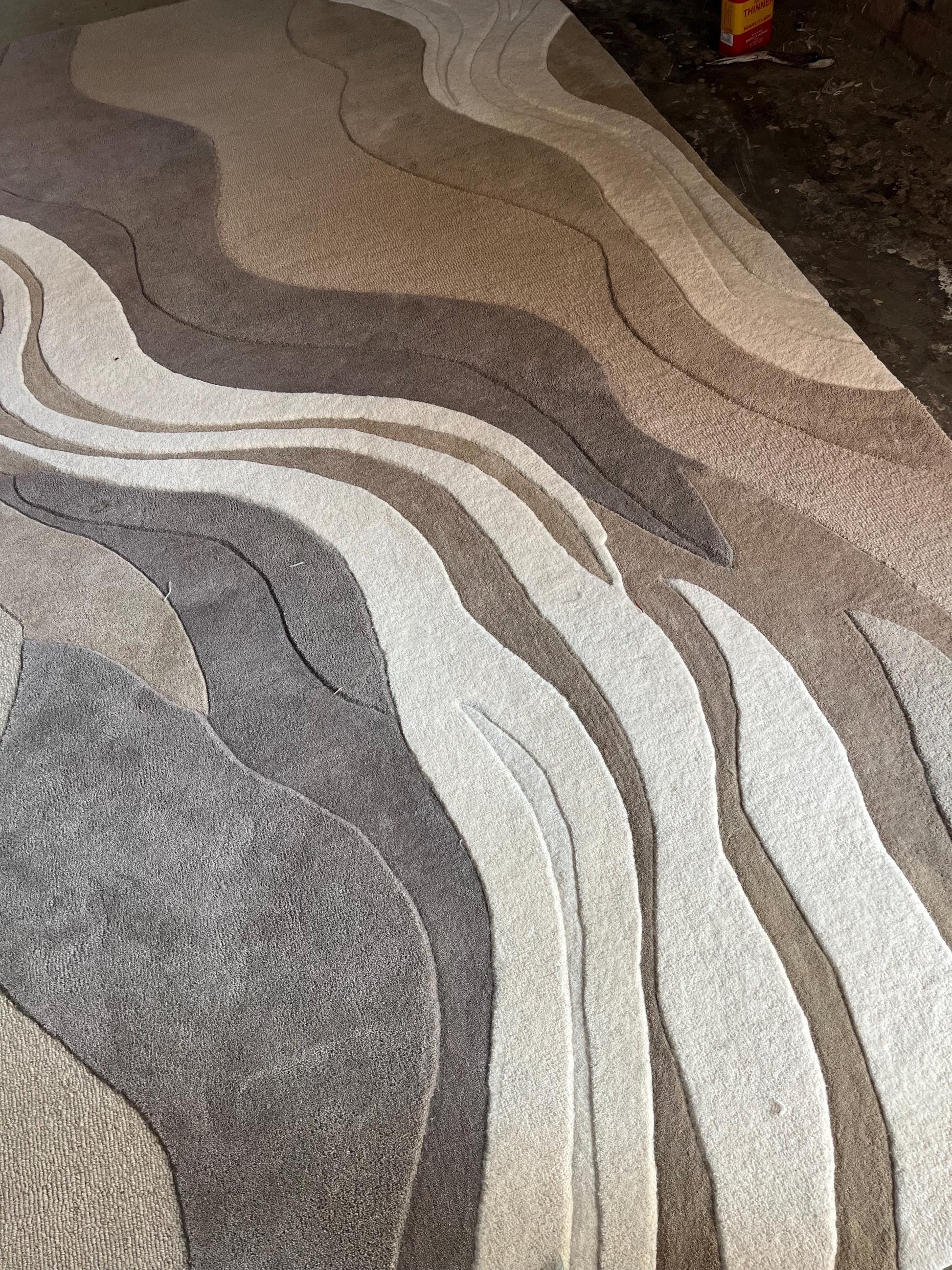 Luxury Hand Tufted Wool Rug | 3D High Low Sculpted Abstract Rug | Neutral Beige Ivory Modern Area Rug | Organic Wave Texture Carpet |