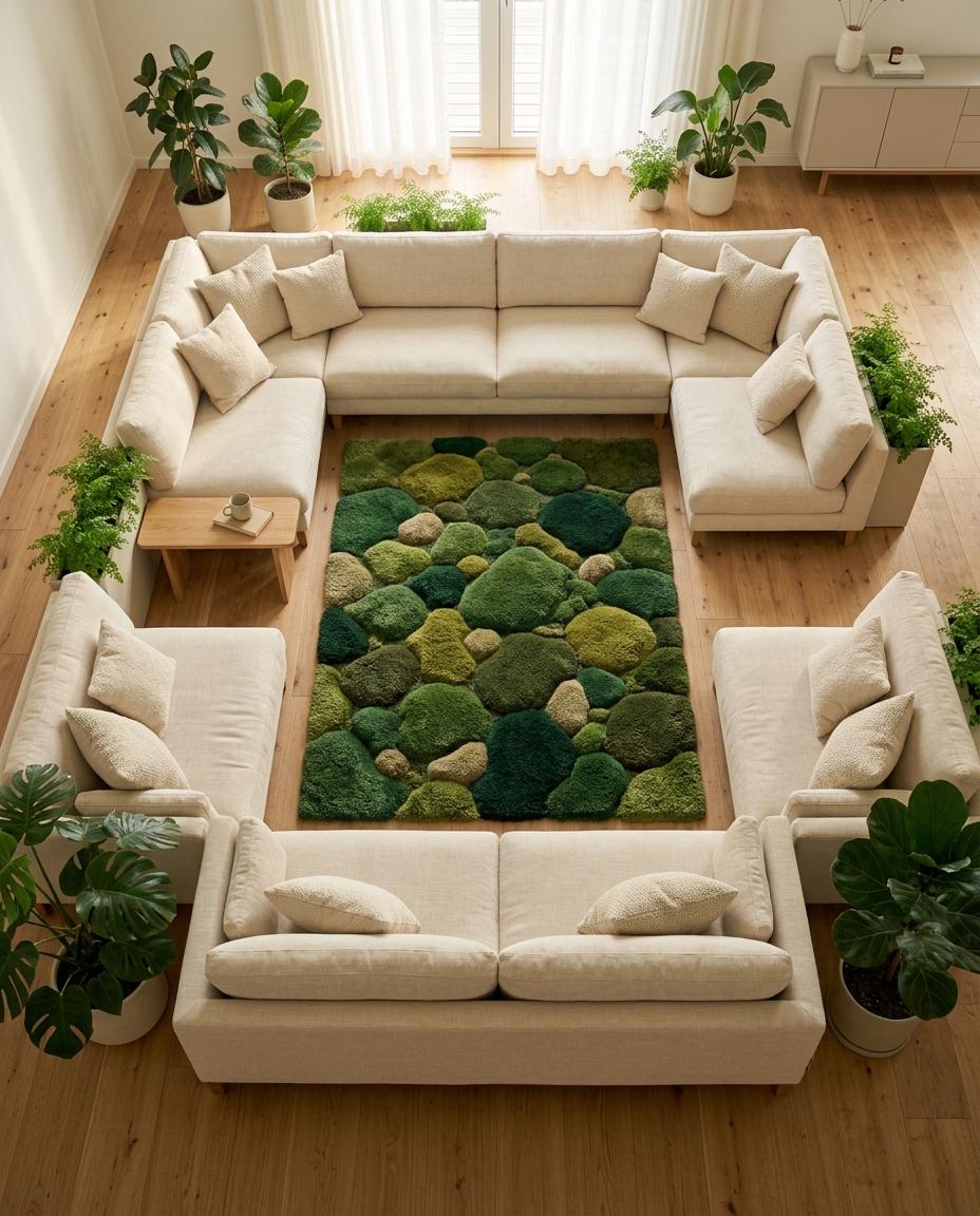 Hand tufted Moss Rug, Forest Floor Rug,  Nature Inspired Green Area Rug, Biophilic Home Decor, Goblincore Bedroom Accent