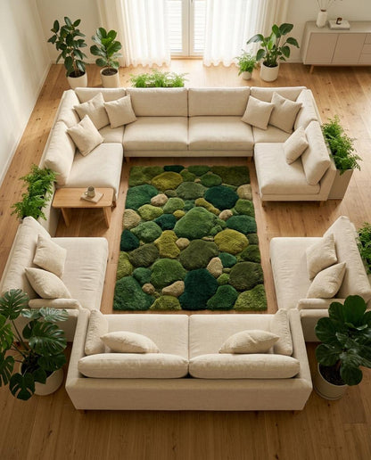 Hand tufted Moss Rug, Forest Floor Rug,  Nature Inspired Green Area Rug, Biophilic Home Decor, Goblincore Bedroom Accent