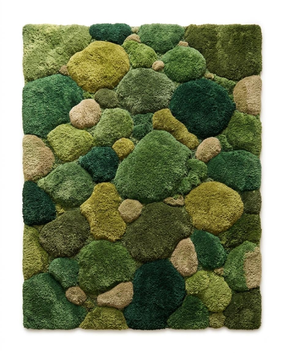 Hand tufted Moss Rug, Forest Floor Rug,  Nature Inspired Green Area Rug, Biophilic Home Decor, Goblincore Bedroom Accent